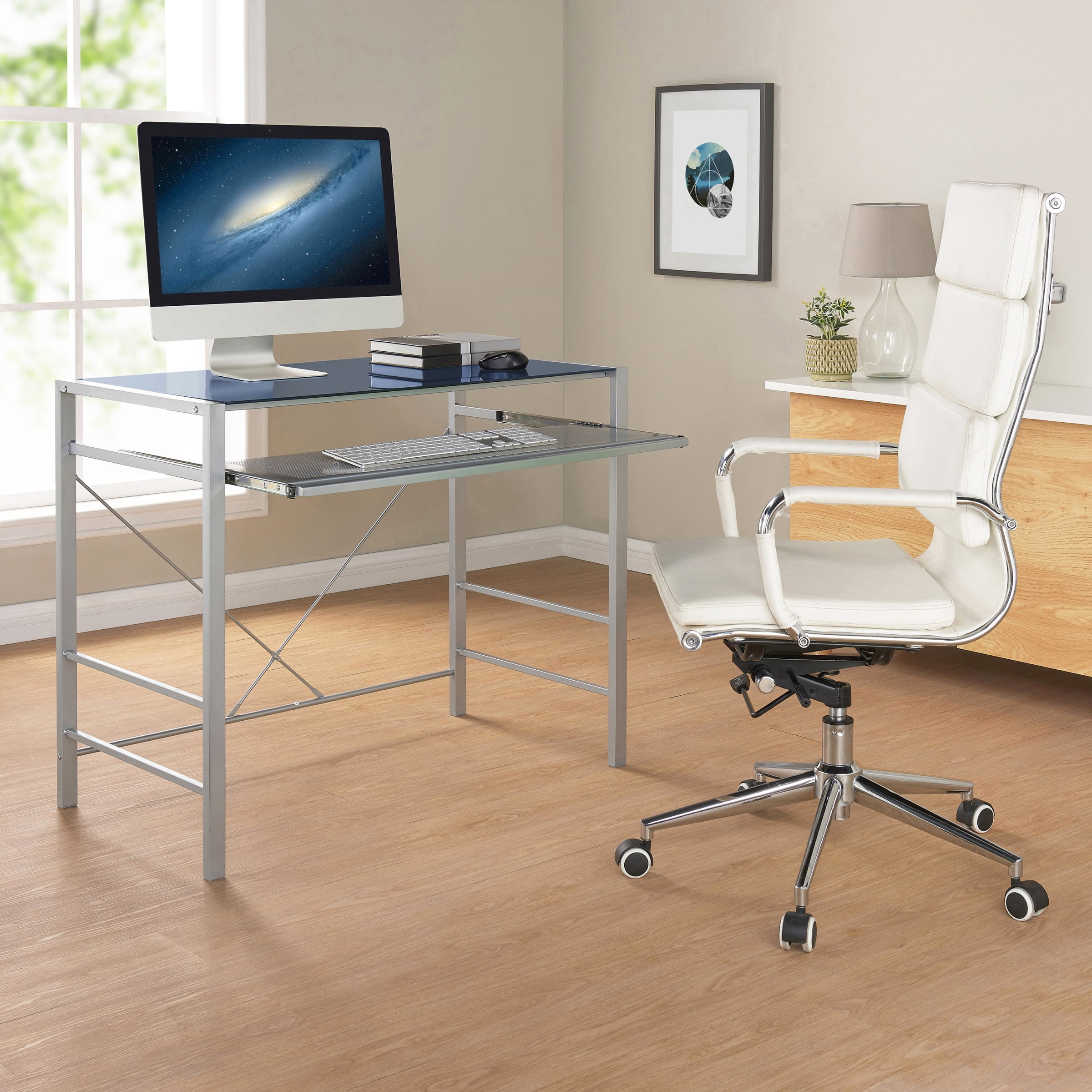Mainstays Versatile Modern Glass Top Desk Multiple Colors Com