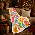 thumbnail image 3 of 70S Groovy autumn celebration Flower Design Retro Orange Pink, Cozy Pet Portrait Pattern, Warm Flannel Blanket for Living Room and Bedroom, Cat Lovers autumn celebration Gift, Pet Lover Home Decor, 3 of 9