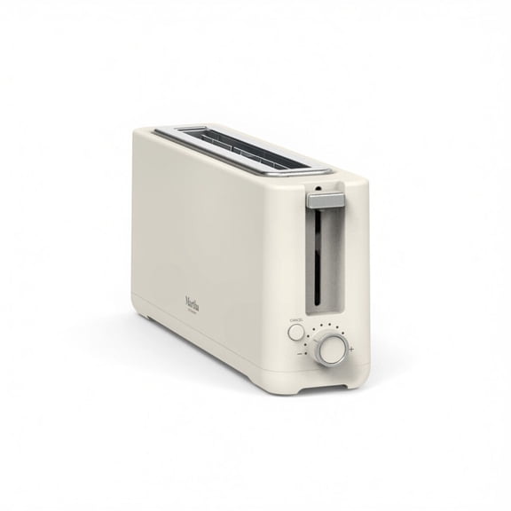 Martha Stewart 2 Slice Long Slot Toaster, Extra Wide, 10 Settings, Linen Cream