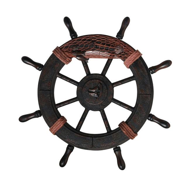 Ship Wheel Wall Decor Wood Hanging Showpiece Pirate Maritime Home Decor  Steering Rudder 45x4x45cm 
