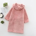 thumbnail image 3 of 2 Piece Toddler Robe Boys Girls Hooded Flannel Bathrobe Long Sleeve Soft Fleece Plush Robes Cute Animal Pajamas Sleepwear, Pink, 5 Years, 3 of 7