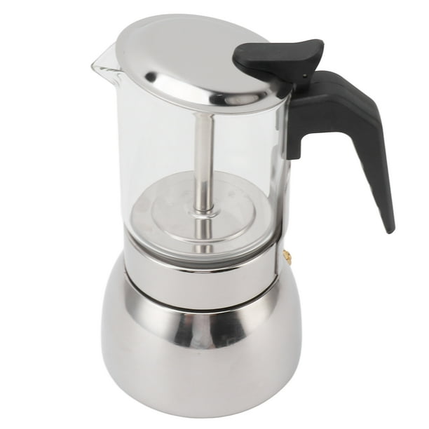 Cafetera Espresso de Acero Inoxidable Tapa de Vidrio Moka de Acero Inoxidable con Válvula Doble Estufa de Inducción Cafetera Italiana Plateada ANGGREK Otros