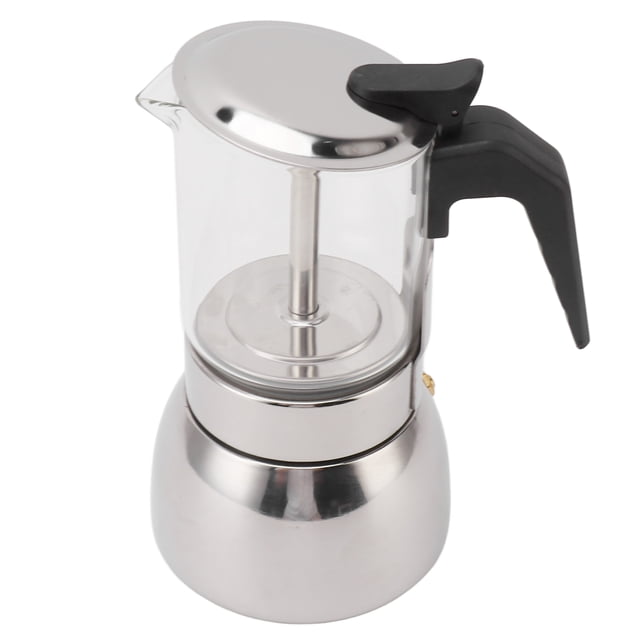 Cafetera Espresso de Acero Inoxidable Tapa de Vidrio Moka de Acero Inoxidable con Válvula Doble Estufa de Inducción Cafetera Italiana Plateada ANGGREK Otros