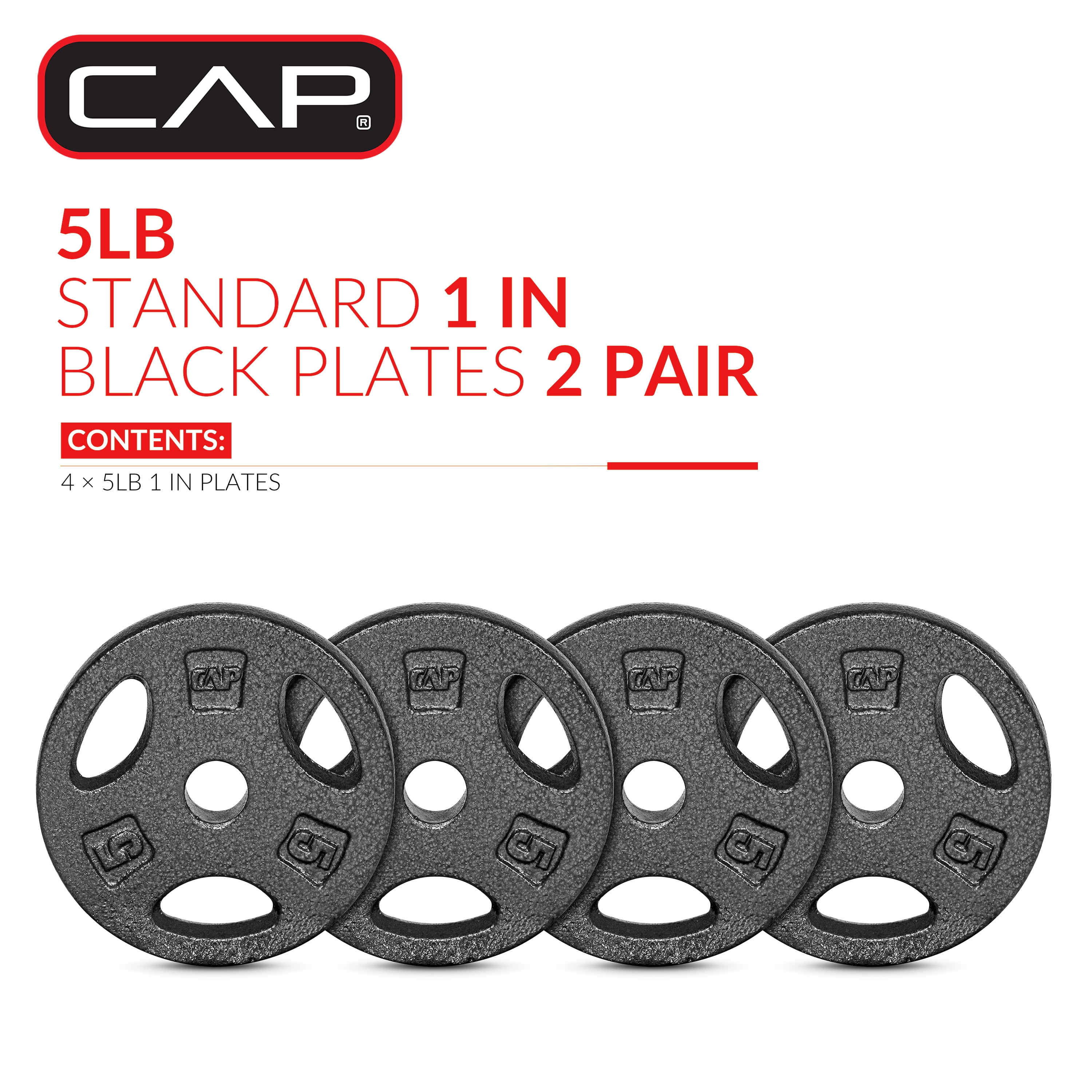 CAP Barbell Standard 5lb BLACK Plate Pack (x4)