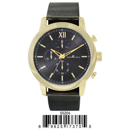 Gold/Black 5520-montres-carlo-metal-band-watch