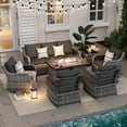 thumbnail image 2 of MEISSALIVVE 7 Pieces Patio Furniture Set with 43" Fire Pit Table, Wicker Patio Conversation Set with Swivel Rocking Chairs, Outdoor Patio Set for Lawn Backyard Porch (Grey), 2 of 10
