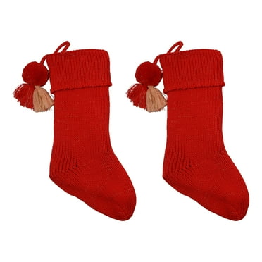 Holiday Time 2pack 20inch Red With Lurex Knit Christmas Decoration Stocking