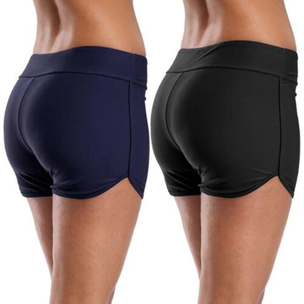 Bañador tipo bikini con pantalones cortos lisos para mujer