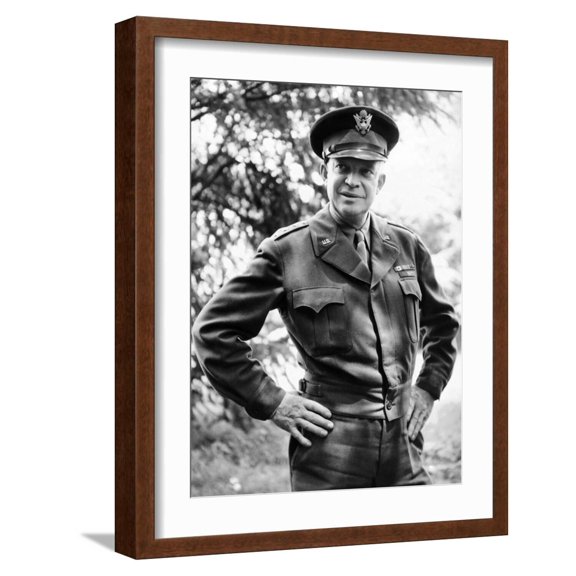 Art.com General Dwight Eisenhower, Supreme Commander, Allied Forces During World War II Photo, Brown Frame Wall Art, 17" x 21"