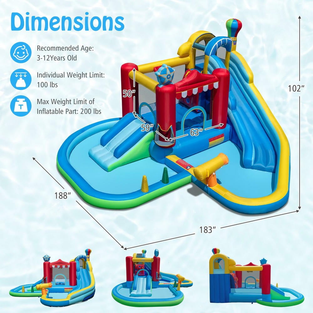 Barara King Inflatable Water Slides Bounce House, Wet Dry Combo Outdoor Bouncy Castle for Outdoor, Kids, Yard, Multicolor