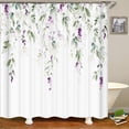 thumbnail image 4 of Sage Green Eucalyptus Shower Curtain, Watercolor Plant Leaf with Blue Floral Shower Curtain Set, Botanical Shower Curtains for Bathroom, Waterproof Fabric with 12 Hooks, 72 x 72 Inches, 4 of 6