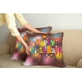 thumbnail image 2 of Ambesonne Floral Throw Pillow Cover 2 Pack, Birthday Message Fun, 18", Multicolor, 2 of 5