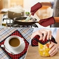 thumbnail image 4 of Red and Black Checkered Pattern Kitchen Oven Mitt and Pot Holder Sets 2 Pcs for Baking, Cooking and Grilling, Heat Resistant Up To 392 °F, 4 of 7