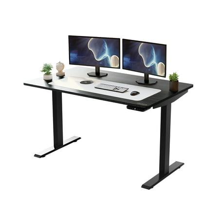 Rise Up Premium Electric Standing Desk 60x30”| Dual Motor Adjustable Height Sit Stand Computer Desk for Home Office | Ergonomic Motorized Desk with Memory Presets Anti-Collision and Steel Frame