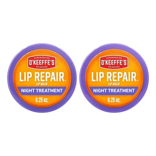 O'Keeffe's Lip Repair Night Treatment Lip Balm, .25 Ounce Jar, (Pack of 2)