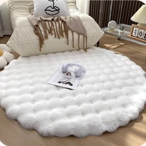 XmhyTop-A 60cm Faux Fur Round Rug Ultra Soft Plush Circle Carpet for Bedroom, Living Room Decor,White
