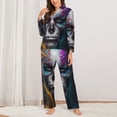 thumbnail image 2 of Pofeuu Modern Abstract Colorful Skull Print Womens Pajamas Set Long Sleeve Sleepwear Button Down Nightwear Soft Pj Lounge Sets Button Down Pajamas Women-XX-Large, 2 of 7