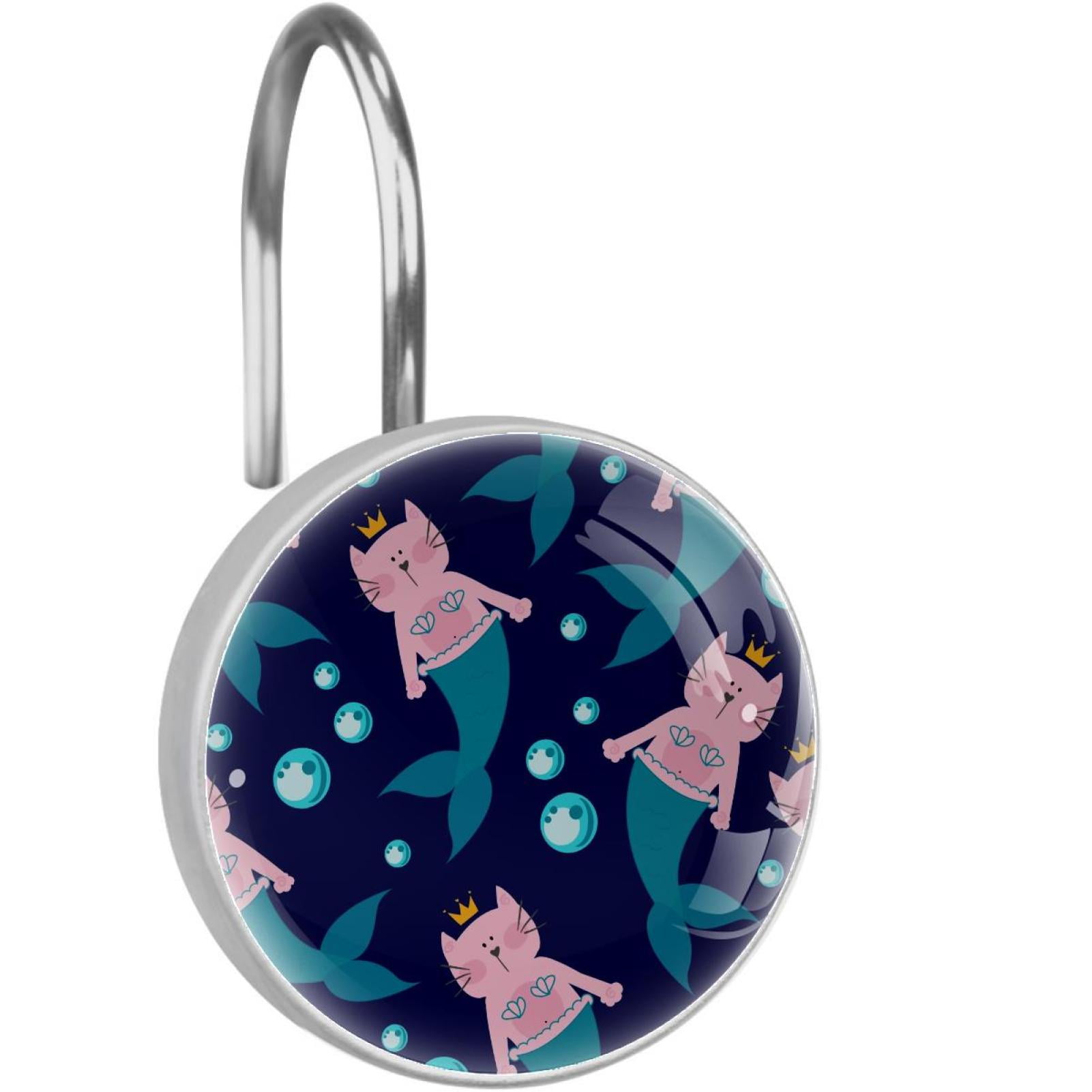 Cat Mermaid Shower Curtain Hooks(Set of 12)for Home Hotel Shower Rods ...