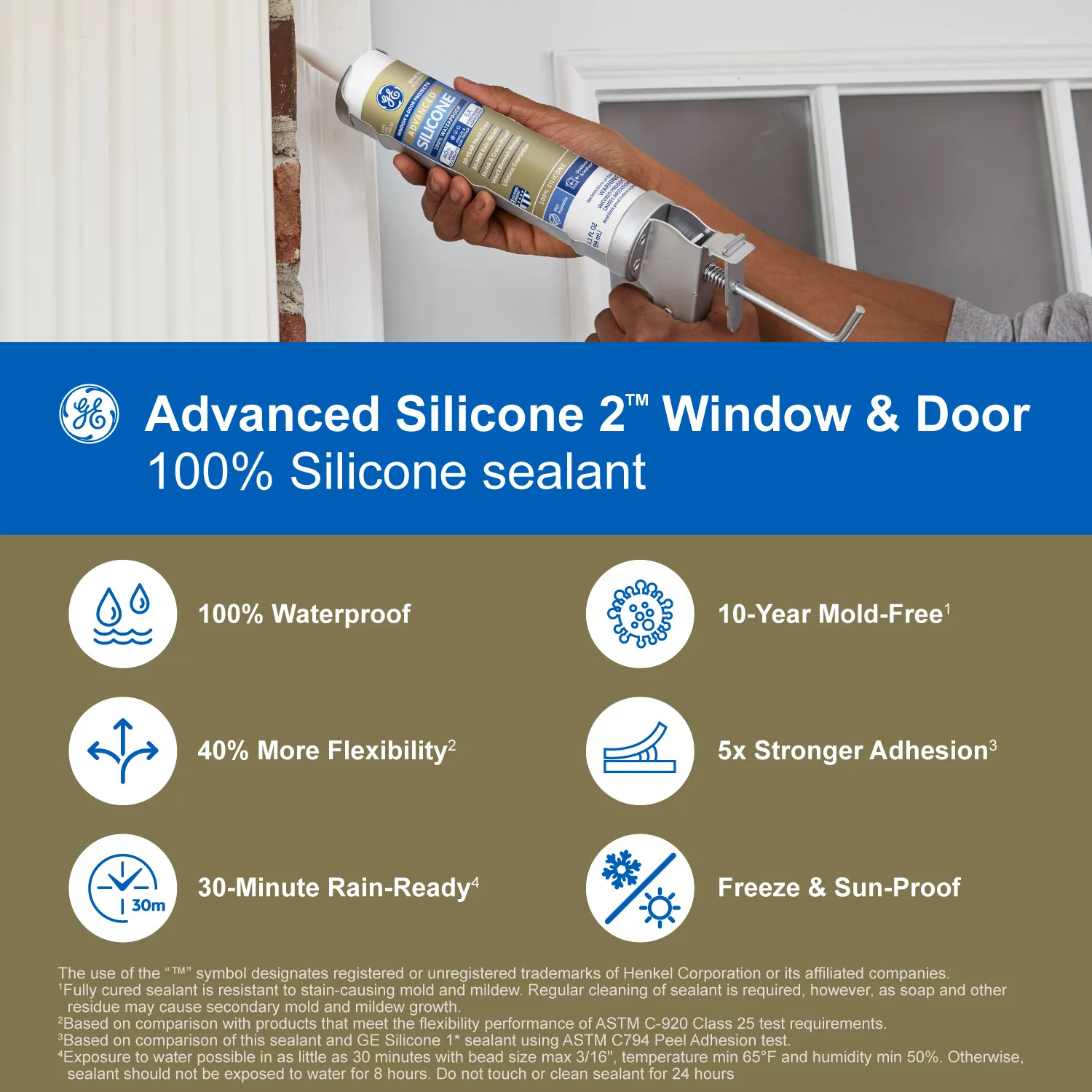 GE Advanced Silicone Window & Door Sealant, 1, White 10.1 oz Cartridge - image 5 of 12