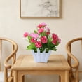 thumbnail image 6 of MMJ Artificial Flowers Small Potted Plant 7.1x4.7x3.1in Faux Foliage in Fence Planter for Desk Shelf, 6 of 6