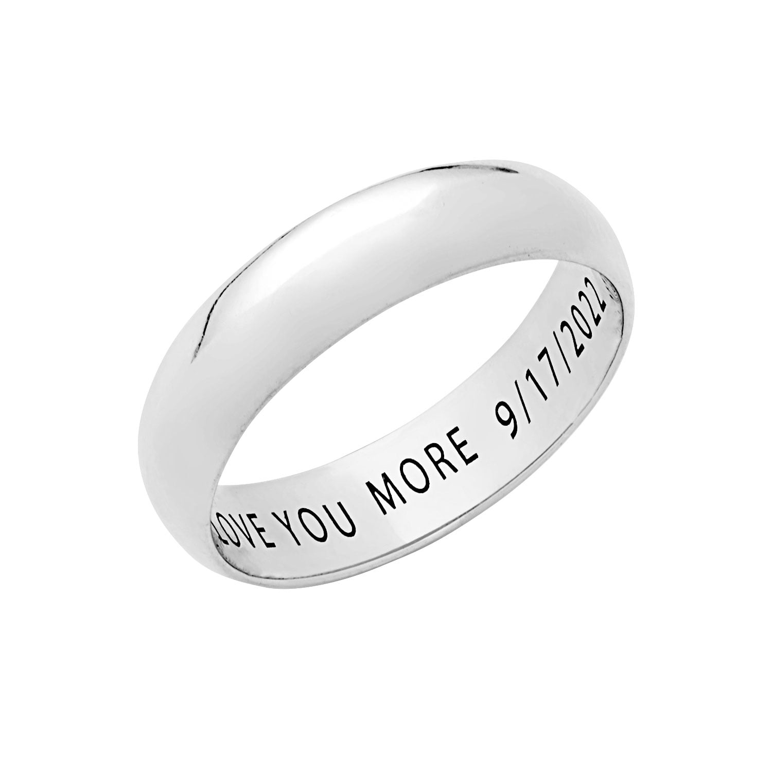 Vow & Forever Personalized Planet Bridal Platinum over Sterling Silver Inside Engraved Wedding Band (5mm) ,Women's