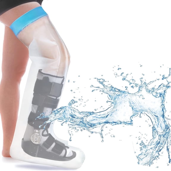 Asunby XL Injuries Waterproof Cast Cover for Shower Leg - Reusable Full Leg Protector for Foot, Ankle, Knee & Surgery Wounds/Injuries - 35.5in