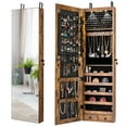 thumbnail image 1 of Gymax Armoire de Rangement pour Bijoux Murale et de Porte avec Lumières DEL et Tiroir, Brun Rustique, 1 of 10
