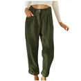 thumbnail image 2 of qolati Women's Corduroy Cargo Pants High Waisted Loose Fit Comfy Lounge Trousers Dressy Casual Solid Straight Legs Palazzo Pants, 2 of 7