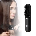 thumbnail image 1 of 1 unidad de cepillo alisador portátil de calentamiento rápido, mini cepillo de pelo inalámbrico con modo para eliminar el encrespamiento y dar brillo (negro), 1 of 7