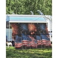 thumbnail image 4 of 4th of July RV Awning Sun Shade Screen 9'X15.3' American Flag Mesh Sunscreen Red White and Blue Fireworks Awning Shade Screen with Zipper UV Blocker Completed Kits for RV Motorhome Camper Trailer, 4 of 7
