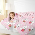 thumbnail image 4 of jejeloiu Kawaii White Rabbit Bedding Comforter Set,Res Sweet Strawberry Twin Comforter Sets,Cute Flowers Blossom Bedding Set For Girls,Ultra Soft Home Decor Reversible,2 Pieces, 4 of 8