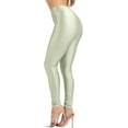 thumbnail image 6 of Ofenti Shiny Leggings for Women High-Waist Neon Tights Silver L, 6 of 8