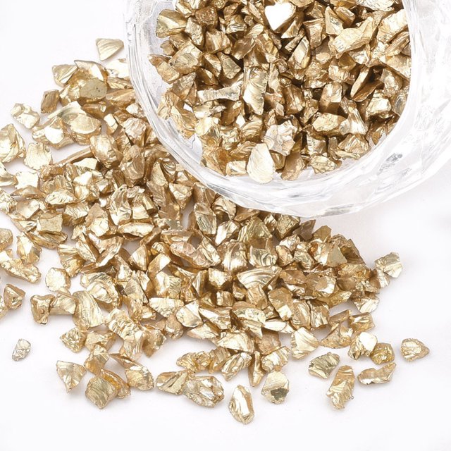 FGB Plated Glass Seed Beads For Nail Art Decoration Accessories No Hole/Undrilled Chips Wheat 2.0~5.0mm about 450g/bag