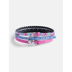 Wonder Nation Girls 3-Pack Rainbow Belts, XS-XXL