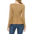 thumbnail image 5 of SSOULM Women's Long Sleeve Stetchy Knit Ruffle Hem Peplum Blouse Top with Plus Size, 5 of 5