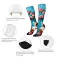 thumbnail image 6 of Daiia Sports Socks Whimsical Cats and Flowers Scene Printed Novelty Crew Socks for Men Women Knee High Socks Cotton Socks Soft & Breathable Support Unisex Socks, 6 of 9