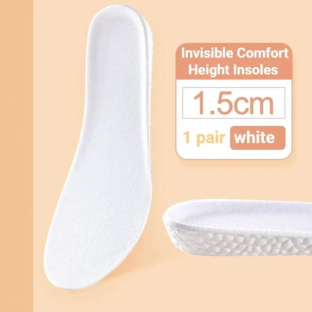 Heightening Insole Invisible Unisex Unisex Heighten Insert Cushion Pads EVA Lifting Insole Heel Arch Support Taller Cushion white 1.5cm 45 (270mm)