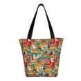 thumbnail image 3 of Easygdp Funny Owl Bird Stylish Canvas Handbag Shoulder Tote Bag, Shopping Bag with Zip, Suitable for Buying Groceries, Office, Fitness, 3 of 9