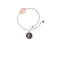 thumbnail image 2 of Delight Jewelry Silvertone Antiqued Round Seal - Initial - C - - Rose Goldtone Leaf Delicate Bracelet, 6.25+1.75", 2 of 4
