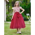 thumbnail image 4 of IBTOM CASTLE Flower Girl Sequin Lace Dress for Kids Wedding First Communion Princess Pageant Formal Party Long Maxi Gowns 7-8 Years Red, 4 of 8