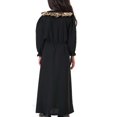 thumbnail image 4 of NiSHUIHAN Cute Dress Muslim Long Dress Medium Big Girls Long Sleeve V Neck Colorblock Dress Black 8-9 Years, 4 of 7