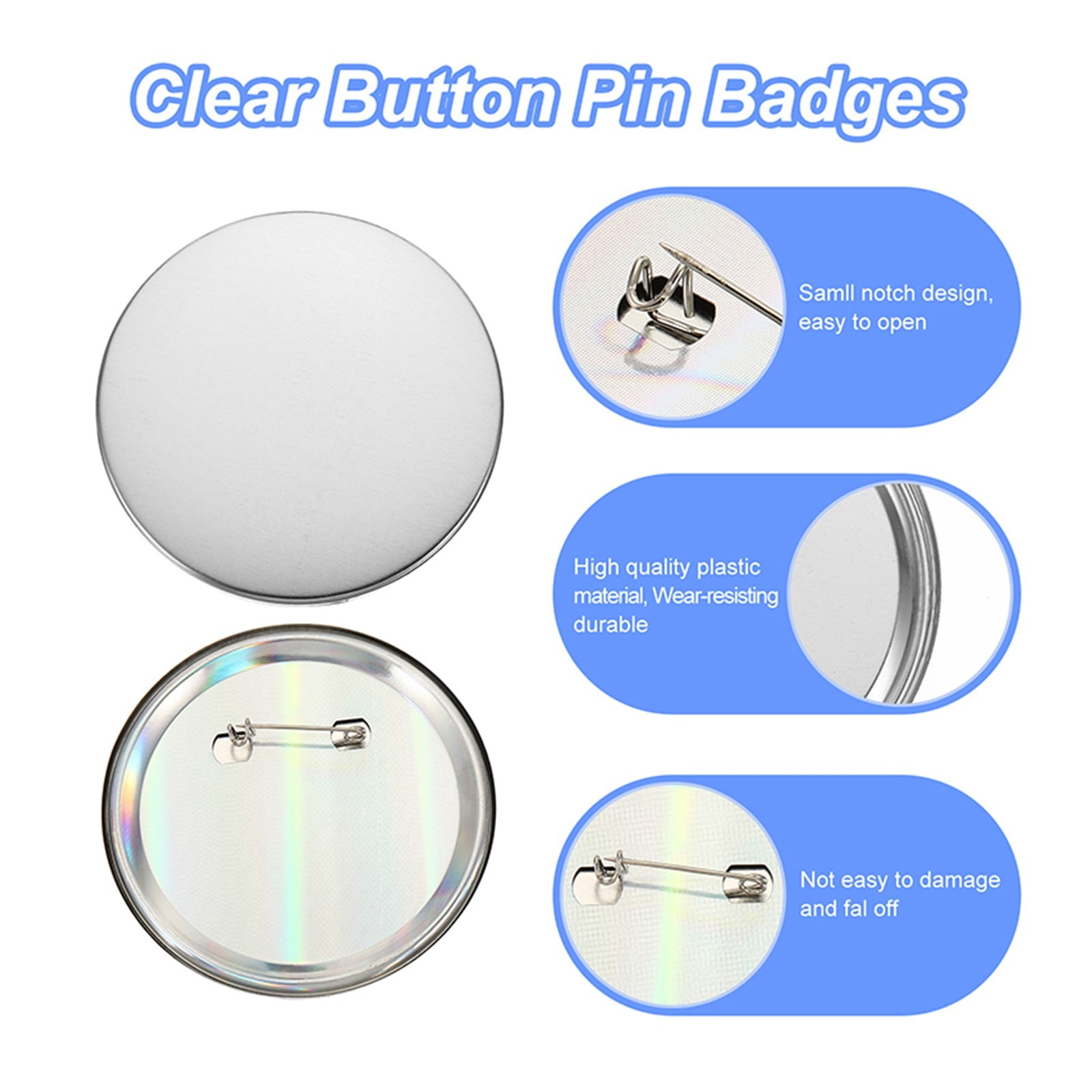 100/200pcs Blank Bad Pin Button Maker Parts Metal DIY Button Material Supplies Reflective Back For Button Maker Machine Round