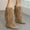 Beige, variant on Boots For Women Winter Suede Heel Fringe Boots Inside Booster Mid Length Boots Casual Shoes