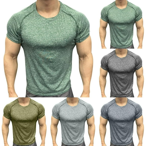 Ashirexll Mens T-shirts, Big and Tall Shirts for Men, Summer Sports Breathable Athletic Running Training Elastic Short Sleeve Crew Neck Shirts