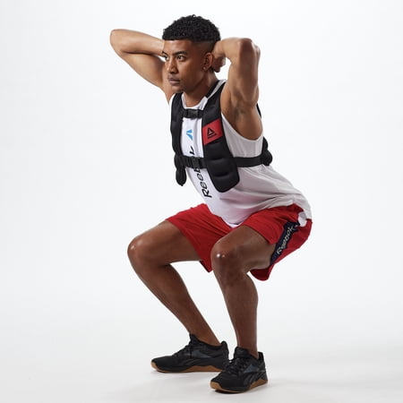 REEBOK DELTA WEIGHTED VEST 12 LB, 20 LB, 40 LB, BLACK, ADJUSTABLE, UNISEX SIZING