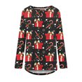 thumbnail image 4 of Puntoco Mujeres Casual Manga Larga Cuello Redondo tops Blusa Suelta Navidad Impreso Camisas Puntoco Puntoco-28, 4 of 5