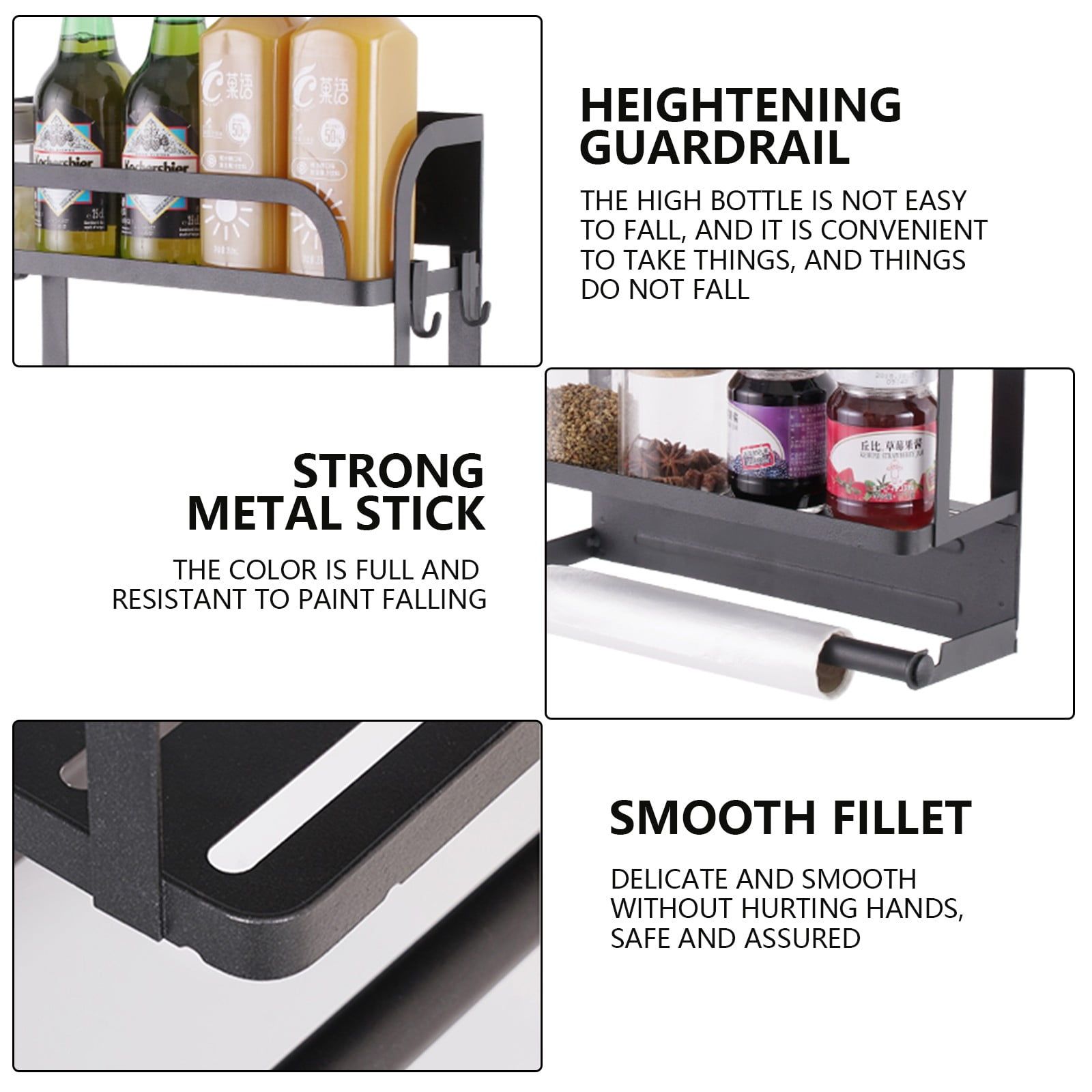 LYINGF Magnetic Spice Rack for Refrigerator, Kitchen Organizer and Storage Shelf for Fridge and Oven, Space-Saving Fridge Organizer for Spices, Condiment Packets, and Small Jars