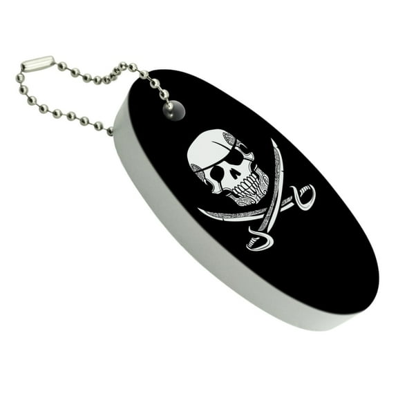 Pirate Skull Crossed Swords Tattoo Design Floating Foam Keychain Fishing Boat Buoy Key Float