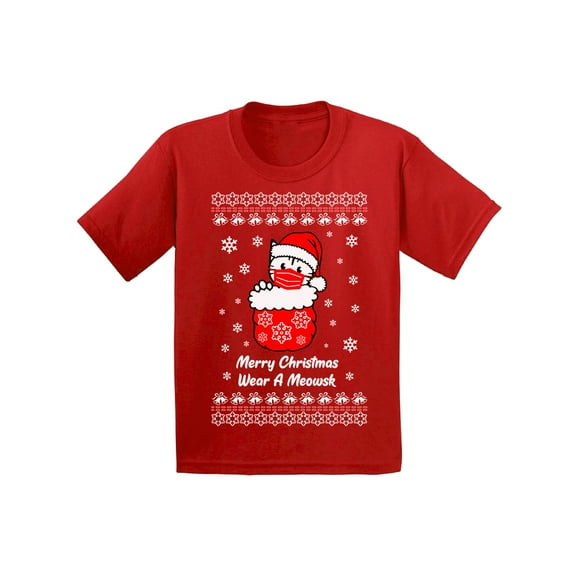 Cat Christmas - Stay Home 2020 - Toddler TShirt - Holiday Season Xmas Gift For Kids 2 3 4 5 6 Years Old