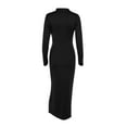 thumbnail image 4 of Elegant Women's High Neck Ruched Bodycon Dress With Long Sleeves And Side Slits For Fashionable Look Wedding Day Dress Prom Dress with Split Gown Tall Wedding Dress Dress Formal Evening Formal Dress, 4 of 5